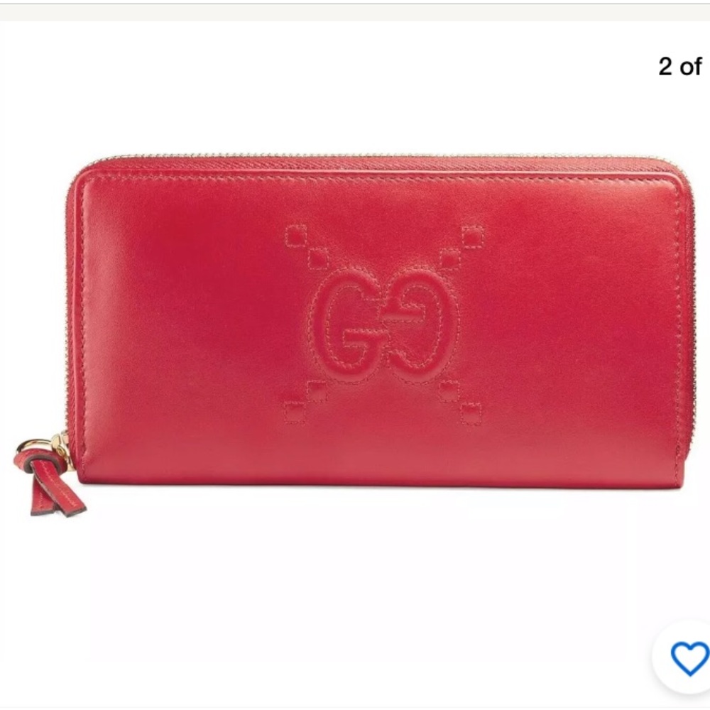 Gucci Red Leather Gg Zip Around Wallet Clutch bag - Picture 6 of 8